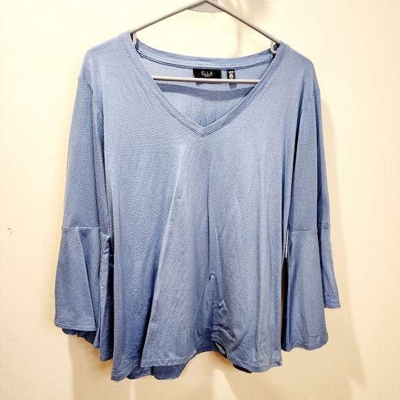 Ella Rafaela Women's Blue Quarter Sleeves top size L NWT - Picture 2 of 11